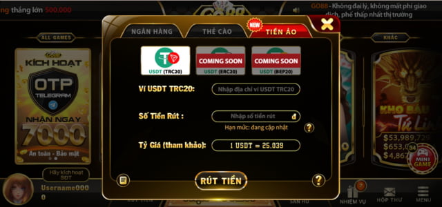 Cách rút tiền Go88 bằng tiền ảo